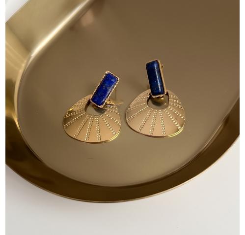 Обеци тип ветрило с естесвен камък