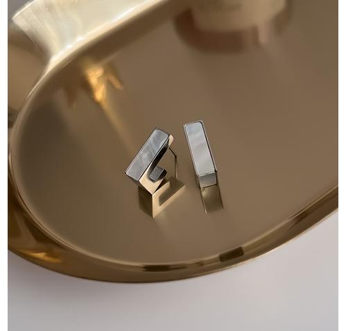 Сребърни обеци с бял седеф