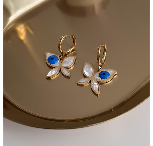 Обеци пеперуда със синьо око