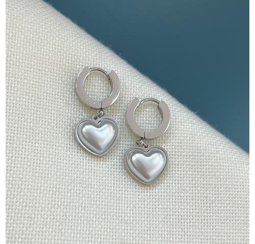Сребърни обеци със сърце