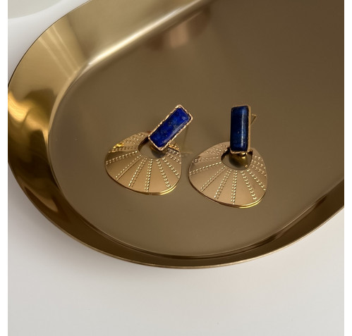 Обеци тип ветрило с естесвен камък