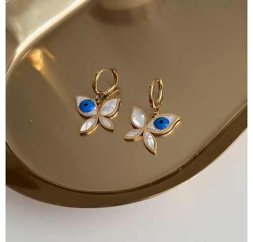 Обеци пеперуда със синьо око