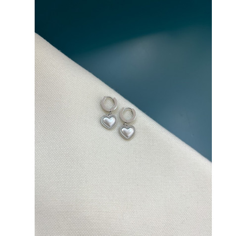 Сребърни обеци със сърце